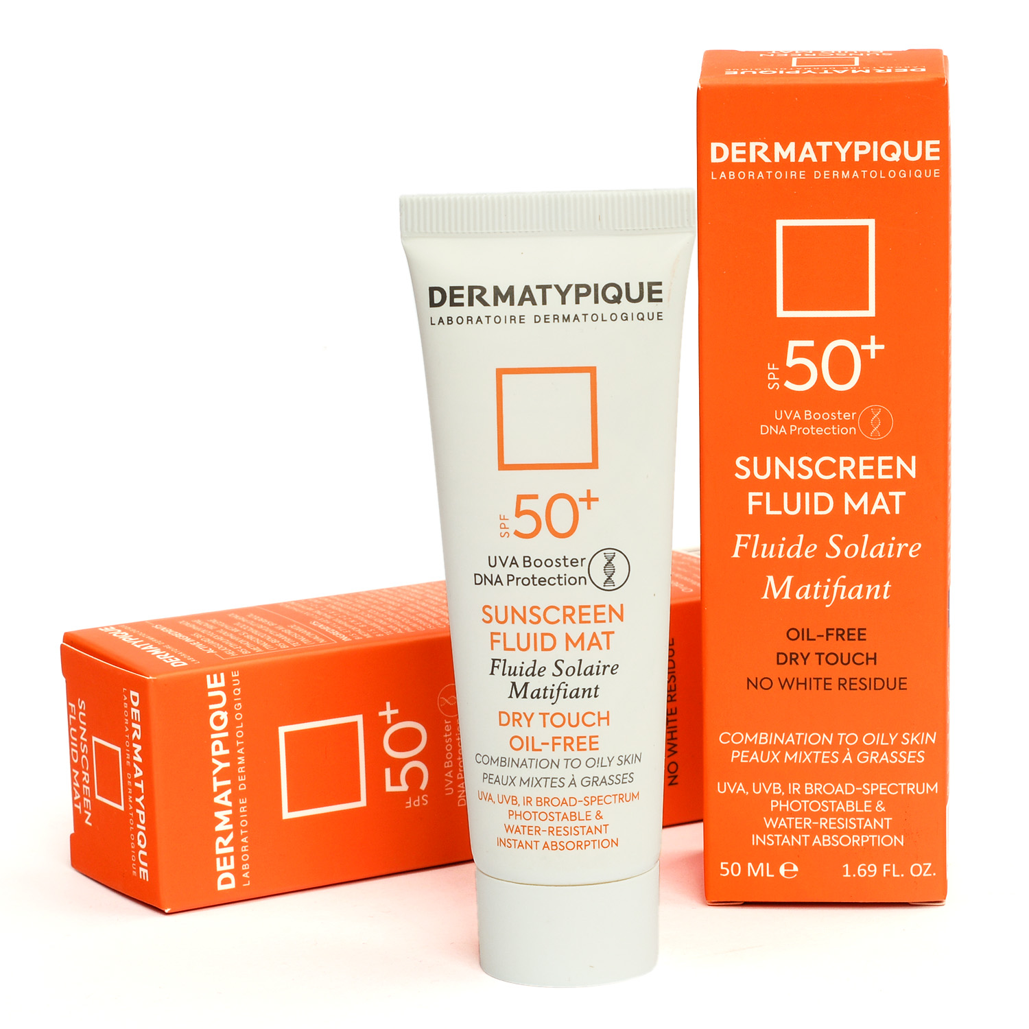 کرم ضدآفتاب بی رنگ SPF50 پوست چرب درماتیپیک 50 میل