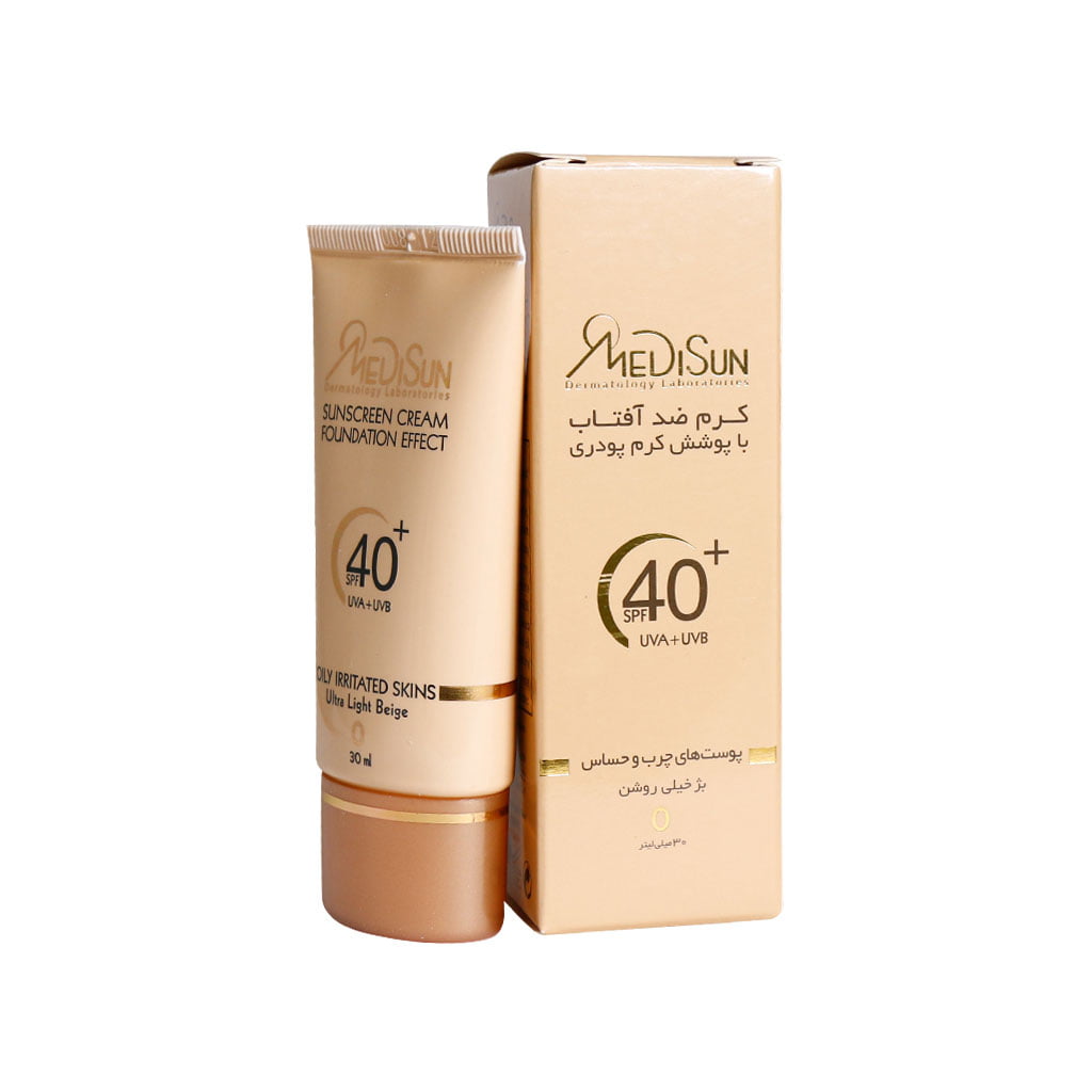 کرم ضد آفتاب SPF40 پوست چرب و حساس  بژ طبیعی مدیسان 30 میل